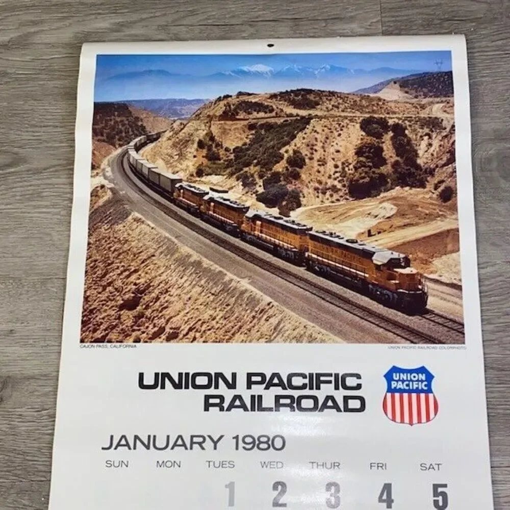 Union Pacific Railroad Calendar-1980 Train Locomotive Pictures